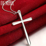 925 Silver Long Cross Pendant Necklace 16-30 Inch Chain Wedding Charm
