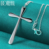 925 Silver Long Cross Pendant Necklace 16-30 Inch Chain Wedding Engagement Charm