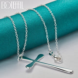 925 Silver Long Cross Pendant Necklace 16-30 Inch Chain Wedding Engagement Charm