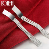 925 Sterling Silver Long Tassel Earrings Charm Women Jewelry Wedding