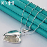 925 Silver Love Heart Photo Frame Necklace Snake Chain 16-18 Inch
