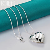 925 Silver Love Heart Photo Frame Necklace Snake Chain 16-18 Inch