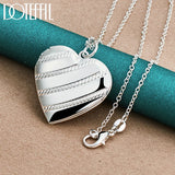925 Silver Love Heart Photo Frame Necklace Snake Chain 16-18 Inch