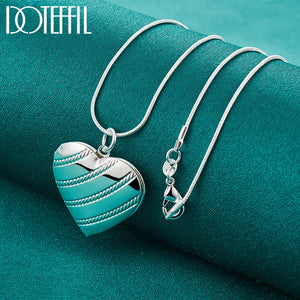 925 Silver Love Heart Photo Frame Necklace for Women