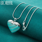 925 Silver Love Heart Photo Frame Necklace for Women