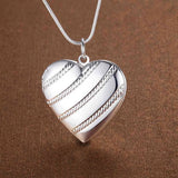 925 Silver Love Heart Photo Frame Necklace for Women