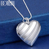 925 Silver Love Heart Photo Frame Necklace for Women