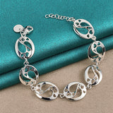 925 Silver Heart Chain Bracelet for Women Wedding Charm