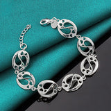 925 Silver Heart Chain Bracelet For Women Wedding Party Charm Jewelry