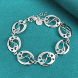 925 Silver Heart Chain Bracelet For Women Wedding Party Charm Jewelry