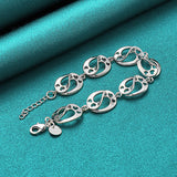 925 Silver Heart Chain Bracelet For Women Wedding Party Charm Jewelry