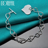 925 Silver Love Heart Pendant Bracelet Chain for Woman