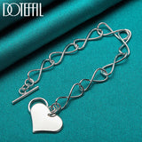 925 Silver Love Heart Pendant Bracelet Chain for Woman