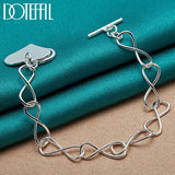 925 Silver Love Heart Pendant Bracelet Chain for Woman