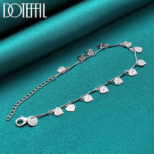 925 Silver Heart Pendant Bracelet Chain Wedding Engagement Charm Jewelry