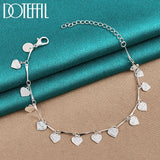 925 Silver Heart Pendant Bracelet Chain Wedding Engagement Charm Jewelry