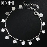 925 Silver Heart Pendant Bracelet Chain Wedding Engagement Charm Jewelry