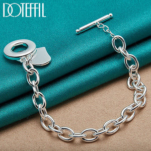 925 Sterling Silver Love Heart Pendant Bracelet Chain Wedding Engagement Charm