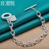 925 Sterling Silver Love Heart Pendant Bracelet Chain Wedding Engagement Charm