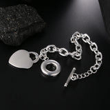 925 Silver Heart Pendant Bracelet Chain for Women Wedding Party