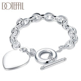925 Silver Heart Pendant Bracelet Chain for Women Wedding Party