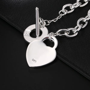 925 Silver Heart Pendant Bracelet Chain for Women Wedding Party