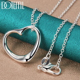 925 Silver Heart Pendant Necklace 18-30 Inch Chain Women Wedding Charm Jewelry