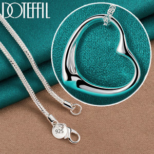 925 Silver Heart Pendant Necklace 18-30 Inch Chain Women Wedding Charm Jewelry