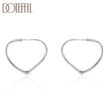 925 Silver Heart Hoop Earrings Wedding Party Gift