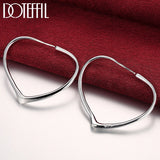 925 Silver Heart Hoop Earrings Wedding Party Gift