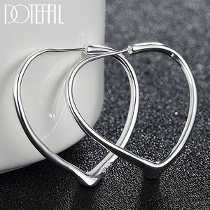 925 Silver Heart Hoop Earrings Wedding Party Gift