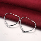 925 Silver Heart Hoop Earrings Wedding Party Gift