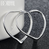 925 Silver Heart Hoop Earrings Wedding Party Gift
