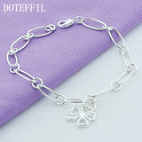 925 Silver Lucky Clover Flowers Pendant Bracelet Women Wedding Jewelry