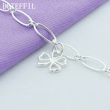 925 Silver Lucky Clover Flowers Pendant Bracelet Woman Charm Wedding Jewelry