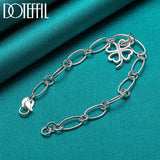 925 Silver Lucky Clover Flowers Bracelet For Woman