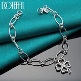 925 Silver Lucky Clover Flowers Bracelet For Woman