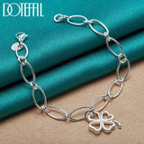 925 Silver Lucky Clover Flowers Bracelet For Woman