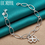 925 Silver Lucky Clover Flowers Bracelet For Woman