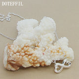 925 Silver Lucky Double Heart Pendant Necklace Women Wedding Jewelry