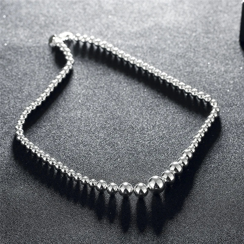 925 Silver Smooth Beads Chain 18" Necklace