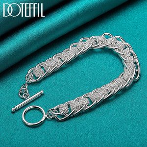 925 Silver Circle Charm Chain Bracelet Fashion Wedding Jewelry