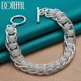925 Silver Circle Charm Chain Bracelet Fashion Wedding Jewelry