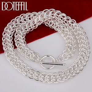 925 Silver Circle Chain Necklace Wedding Jewelry