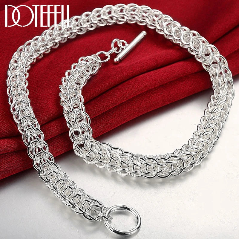 925 Silver Circles Chain Necklace Wedding Jewelry