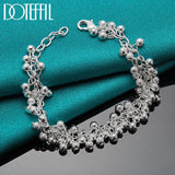 925 Silver Matte Full Beads Ball Chain Bracelet Women Wedding Jewelry