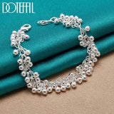 925 Silver Matte Full Beads Ball Chain Bracelet Women Wedding Jewelry