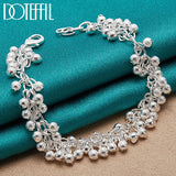 925 Silver Matte Full Beads Ball Chain Bracelet Women Wedding Jewelry