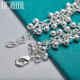 925 Silver Matte Full Beads Ball Chain Bracelet Women Wedding Jewelry