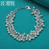 925 Silver Matte Full Beads Ball Chain Bracelet Women Wedding Jewelry
